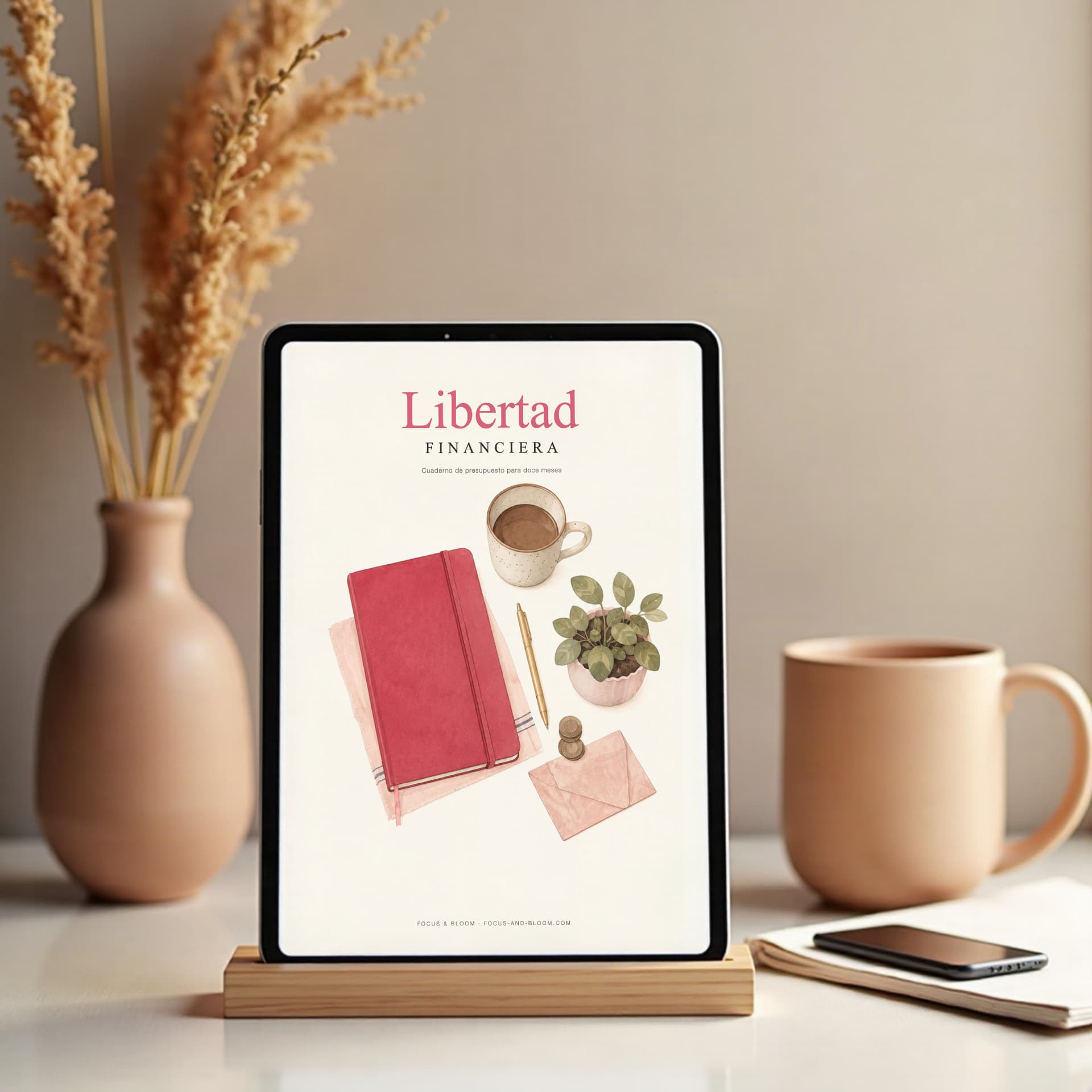 Financial Freedom & Budget Tracker, abierto sobre la mesa